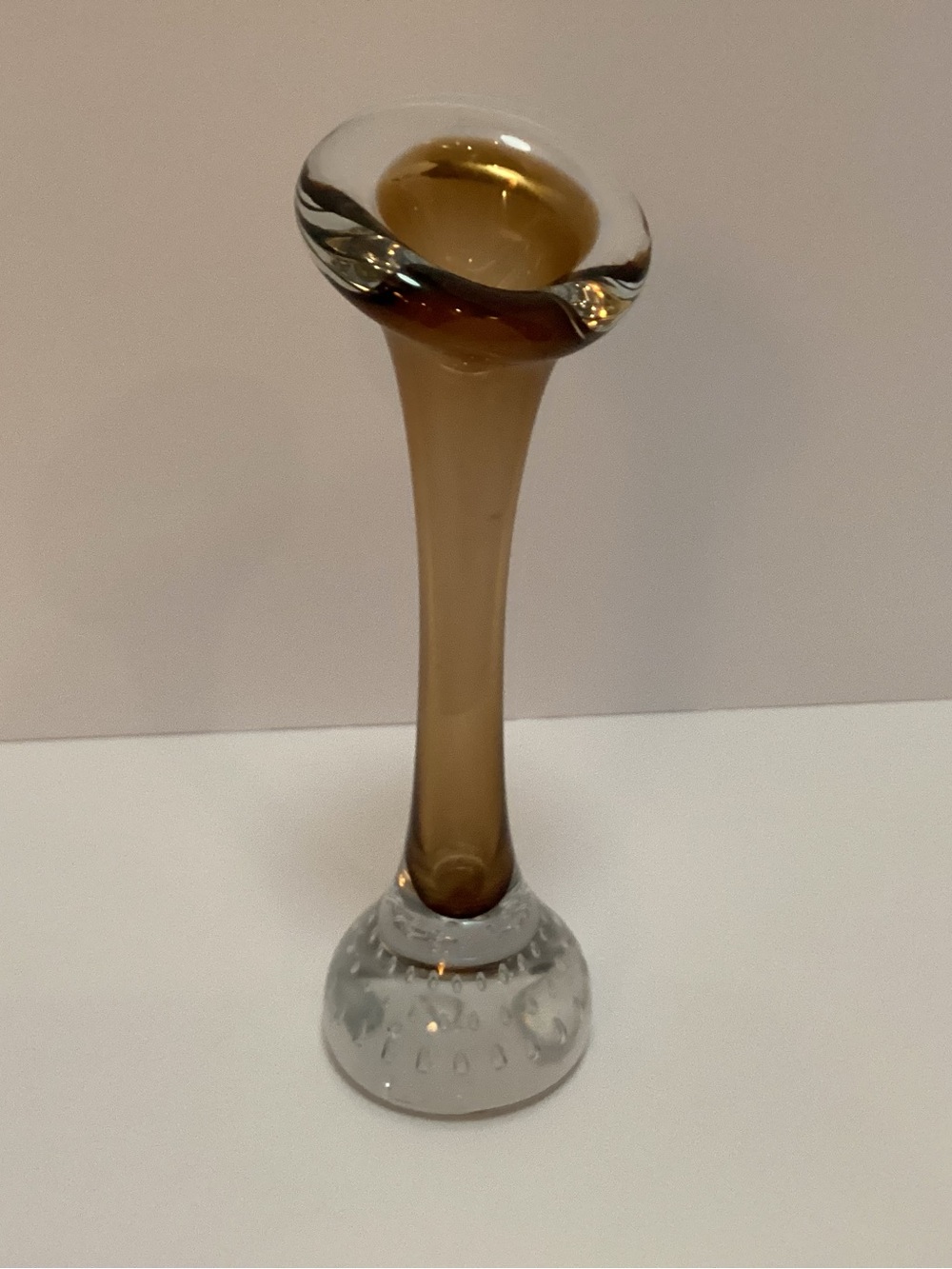 1960’s Aseda Amber paper weight vase